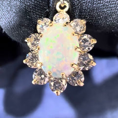 ✨ Opal & Diamond Halo Pendant in Yellow Gold ✨
