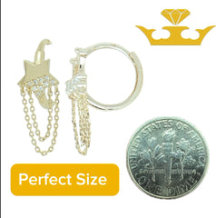 14K Gold Star Earrings – Lever Back with Dangling Chains & Gift Box