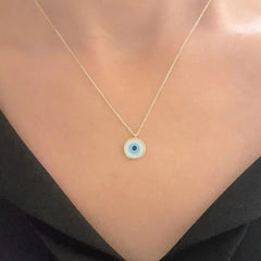 14K Solid Gold Evil Eye Necklace – Timeless Symbol of Protection