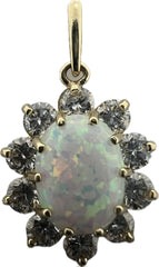 ✨ Opal & Diamond Halo Pendant in Yellow Gold ✨