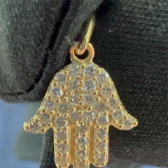 Mini 14K Gold Hamsa Pendant – Double Chai חי Blessing with 36 Diamonds ✨🪬💎