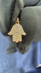 Mini 14K Gold Hamsa Pendant – Double Chai חי Blessing with 36 Diamonds ✨🪬💎