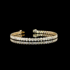 Eternity Tennis Bracelet Emerald Cut Bezel Setting 4.2 CTW