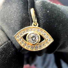 14K Gold Evil Eye Pendant – Lab Diamond Protection Charm ✨👁️💎