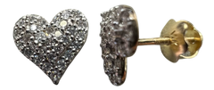 ✨ 14K 2-Tone W/Y Gold Lab Diamond Heart Stud Earrings🎁