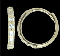 14K Yellow Gold .22ctw Lab-Grown Diamond Pavé Tennis Huggie Earrings – Industrial-Inspired Screw Hoops