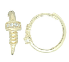 14k Yellow Gold Screw Huggie Earrings with Lab-Grown Diamonds – Unique Industrial-Inspired Hoops, Hypoallergenic & Tarnish-Resistant