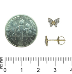 Tiny 14K Gold Butterfly Stud Earrings – 6x4mm Lab-Grown Diamond, Recycled Gold, Hypoallergenic Screwback Dainty Studs