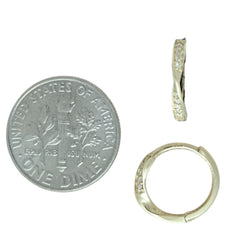 14K Gold Twisted Huggie Hoops – Lab Diamond Sparkle