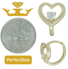 14K Gold Heart Huggie Earrings 💛✨ – Lab Diamond Love