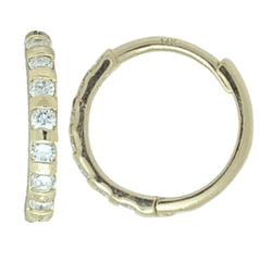 14K Yellow Gold .22ctw Lab-Grown Diamond Pavé Tennis Huggie Earrings – Industrial-Inspired Screw Hoops