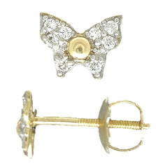 Tiny 14K Gold Butterfly Stud Earrings – 6x4mm Lab-Grown Diamond, Recycled Gold, Hypoallergenic Screwback Dainty Studs