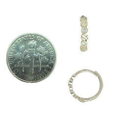 14k Yellow Gold 12mm Faceted Huggie Earrings with Bezel-Set Lab-Grown Diamonds