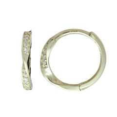 14K Gold Twisted Huggie Hoops – Lab Diamond Sparkle