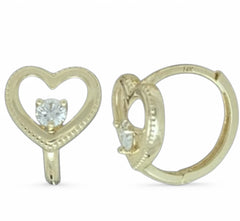 14K Gold Heart Huggie Earrings 💛✨ – Lab Diamond Love