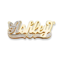 Heart Script Gold Double Plate Name Necklace