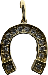 Horseshoe Pendant - 0.21 ct Lab Diamond in 14K Yellow Gold 🐴💎🍀