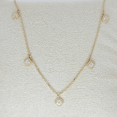 Elegant 14K Gold Lab Diamond Clover Necklace