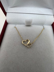 💕 14K Gold Lab Diamond Double Heart Necklace – A Symbol of Love & Connection 💕