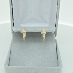 14k Yellow Gold Screw Huggie Earrings with Lab-Grown Diamonds – Unique Industrial-Inspired Hoops, Hypoallergenic & Tarnish-Resistant