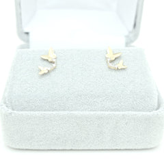 14K Solid Gold Butterfly Stud Earrings – Lab-Grown Diamonds, Recycled Gold, Hypoallergenic, Screwback Closure
