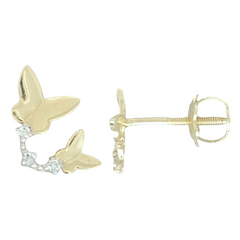 14K Solid Gold Butterfly Stud Earrings – Lab-Grown Diamonds, Recycled Gold, Hypoallergenic, Screwback Closure