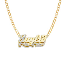 Script Gold Double Name Necklace First Letter Diamond Cut Necklace