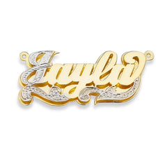 Script Gold Double Name Necklace First Letter Diamond Cut Necklace