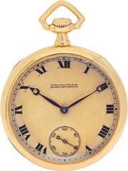 Vintage 1919 Patek Philippe Open-Face Pocket Watch in 18k Yellow Gold, Ref 8073