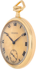 Vintage 1919 Patek Philippe Open-Face Pocket Watch in 18k Yellow Gold, Ref 8073