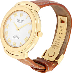 Rolex Cellini 18k Yellow Gold 36mm Watch on Brown Ostrich Strap