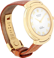 Rolex Cellini 18k Yellow Gold 36mm Watch on Brown Ostrich Strap